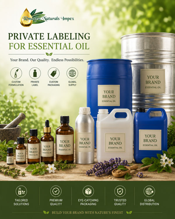 Private label natural oil bottles with custom branding — Rmayra Naturals Impex