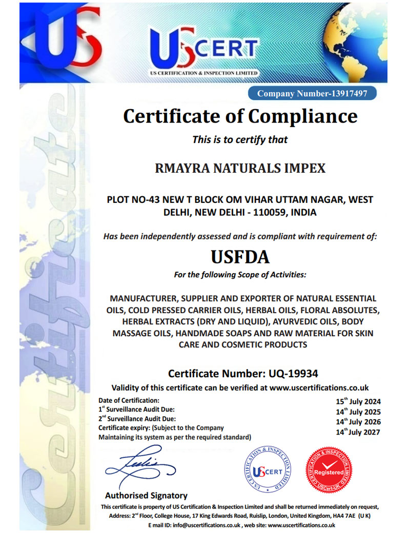 FSSAI Certificate — Rmayra Naturals Impex